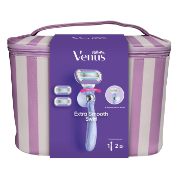 Coffret Nécessaire + Venus Extra Smooth Swirl Máquina de Barbear + 2 Recargas + Suporte