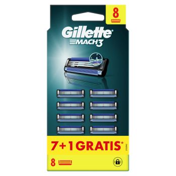 Gillette Mach3 Pack Poupança 7+1 Recargas para Máquinas de Barbear Masculinas