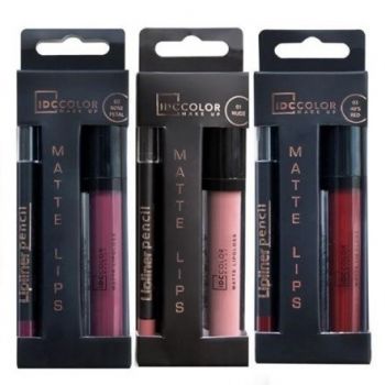 Brilho labial matte e delineador de lábios
