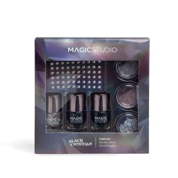 Conjunto Completo de Unhas Black Crystals