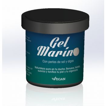 Gel marinho com pérolas de sal e algas