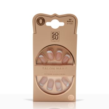 Unhas de salão em segundos Manicure francesa Unhas postiças