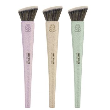 Pincel de maquilhagem fluido Kabuki de topo plano de fibra natural