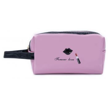Bolsa de toilette em pele patenteada rose &amp; rose