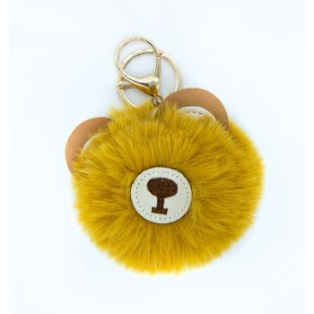 Urso-de-cabelo de chaveiro bola Marrón