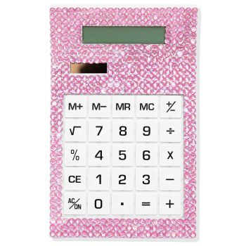 Calculadora Solar com Strass Rosa