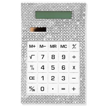 Calculadora Solar com Strass Plata