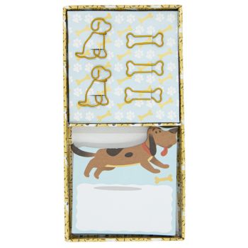 Dog Sticky Notes and Clips Box