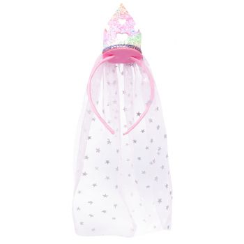 Fita para a cabeça da coroa com brilhantes multicolorida da little princess