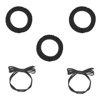 Conjunto de 5 borrachas folhos e laços pretos