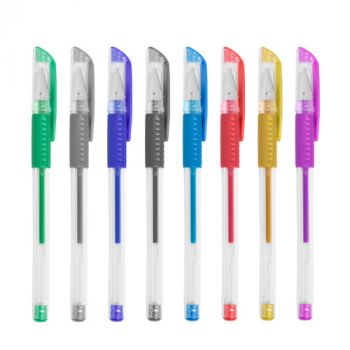 Conjunto de 8 Canetas de Gel de Cores Metálicas