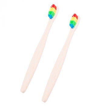 Conjunto de escova de dentes de bambu para Arcoíris