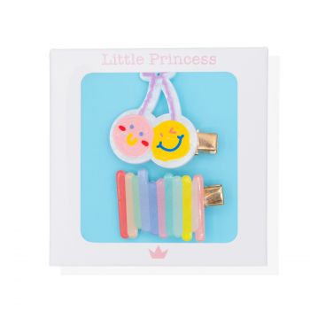 Conjunto de Princess Little 2 Clips Cerejas e Arco-íris