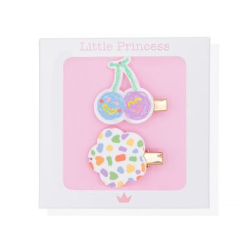 Conjunto Little Princess 2 Clipes Cereza e Flor