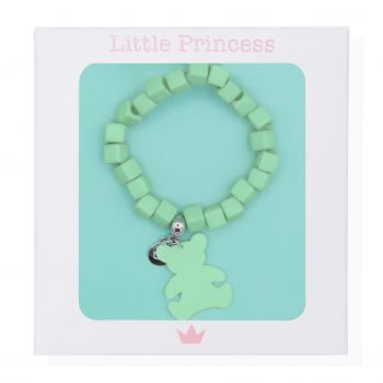 Pulseira Elástica Little Princess Contas e Ursinho