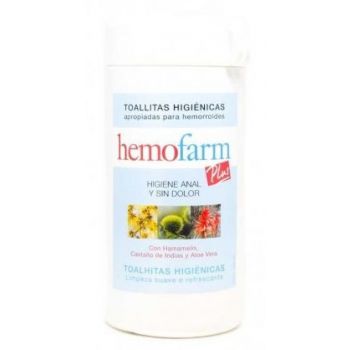 Toalhetes de higiene anal HemoFarm num frasco