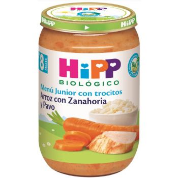 Pote de arroz com cenoura e peru +8 meses