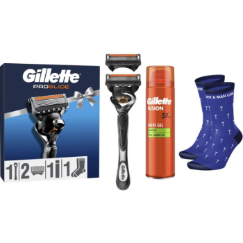 Pack Fusion Proglide Maquina + 2 Recambio + Gel + Calcetines