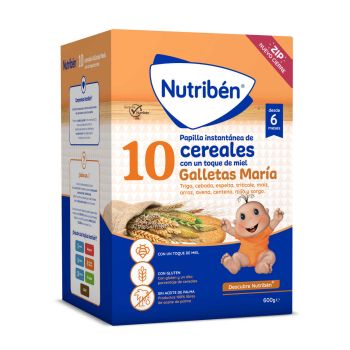 Papa Instantânea de 10 cereais com um toque de MIEL e bolachas MARÍA