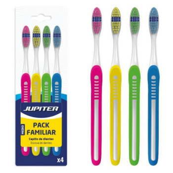 Pack Escova de Dentes Neon Familiar 4 Cores