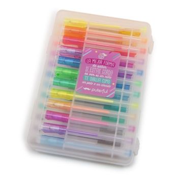 Conjunto de Esferográficas Gel Glitter e Flúor