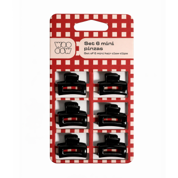 Set 6 Mini Pinzas de Pelo Negras