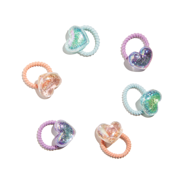 Set 6 Elásticos de Cabelo Coração Glitter Set 6 Elásticos de Cabelo Coração Glitter