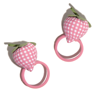 Coffret 2 Elásticos de Cabelo Morango Acolchoado Gingham