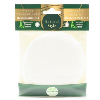 Pack 4 discos desmaquilhantes reutilizáveis de bambu