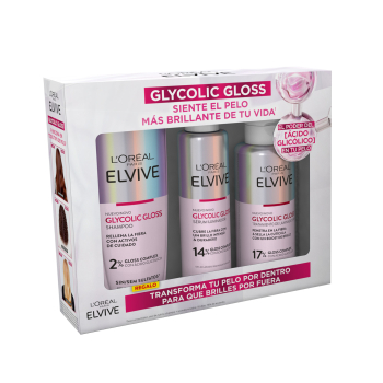 Coffret Elvive Glycolic Gloss Champô + Tratamento Laminado + Sérum
