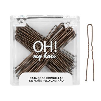 Oh My Hair Caixa 50 Ganchos de Coque Cabelo Castanho