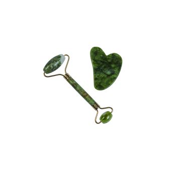 Conjunto de rolo facial de jade + Gua Sha