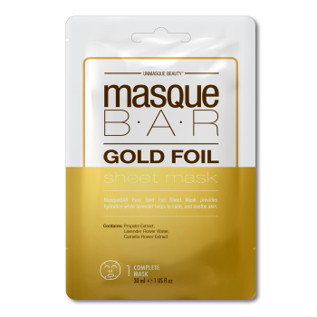 Máscara facial em folha de ouro