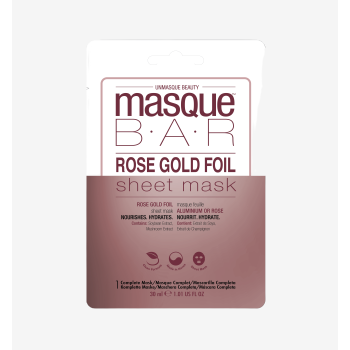 Máscara facial em folha de rose gold