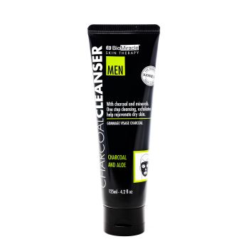 Produto de limpeza facial com carvão vegetal e Aloé Vera para homem