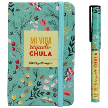 Caderno de capa dura com caneta