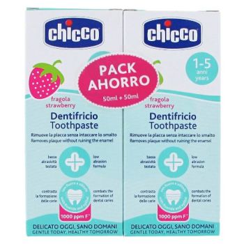 Pasta de dentes Duplo com sabor a morango 12M+ Fluoreto