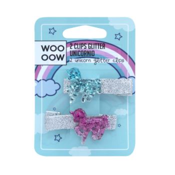 Conjunto de 2 clipes Glitter Unicornio
