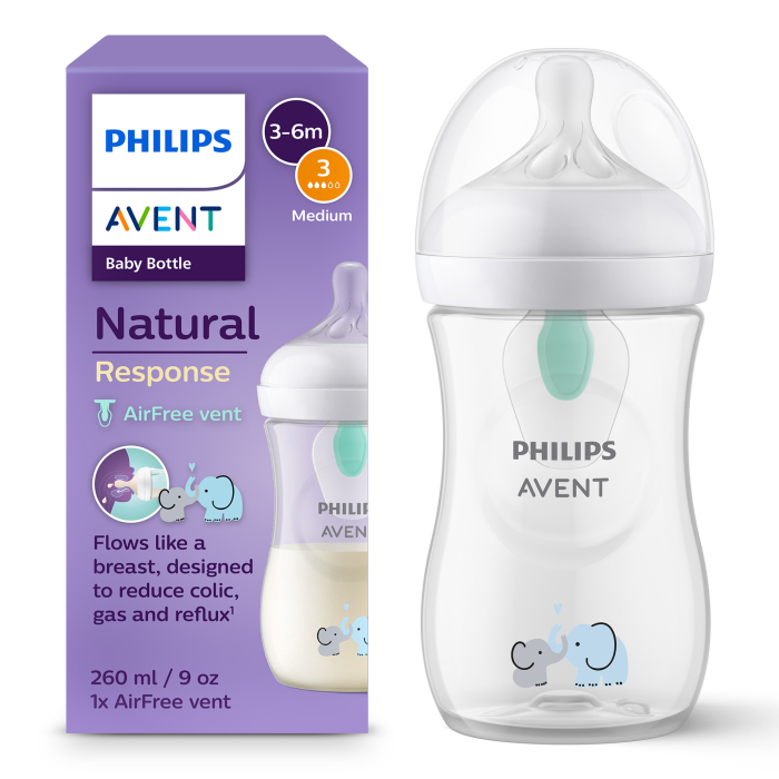 Avent Natural Response Biberão Elefante com AirFree 260 ml