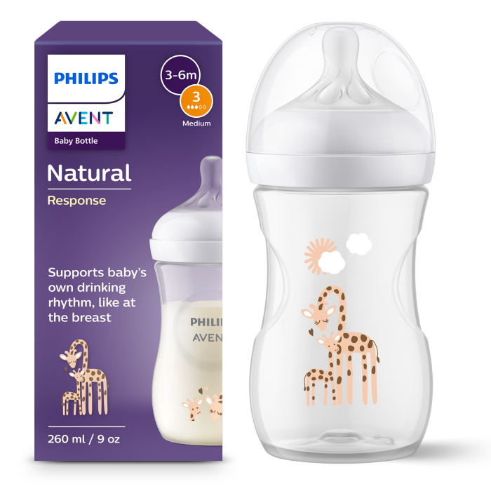 Avent Natural Response Biberão Girafa 260 ml