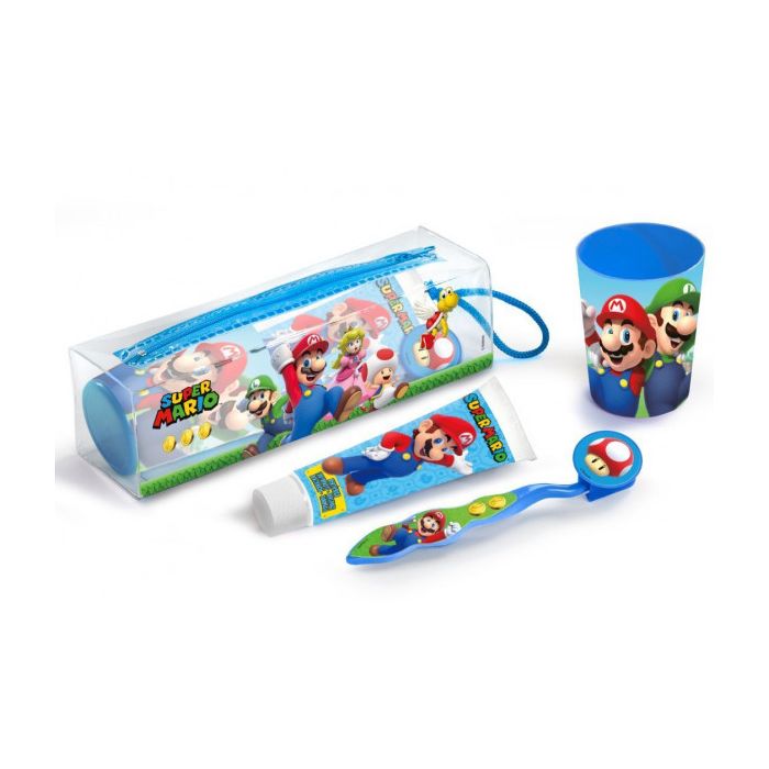 Super Mario Bros Nécessaire Dentífrico + Escova + Copo