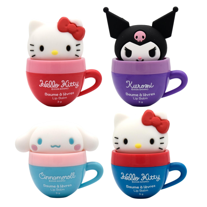 Balsamo Labial Friends Hello Kitty, Kuromi o Cinnamoroll Cup Topper